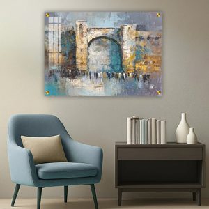 3503 – ציור בסגנון צבע מים של חומות ירושלים על קנבס או זכוכית