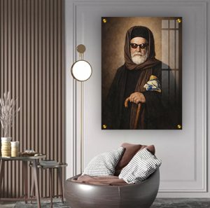 5641 – ציור של רבי יוסף אבוחצירא – בבא סו על קנבס או זכוכית