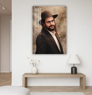 6125 – ציור ריאליסטי של הינוקא – הרב שלמה יהודה בארי בגווני חום