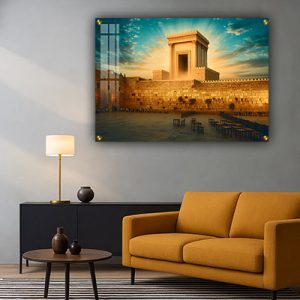 8534 – תמונה של הכותל עם בית המקדש בגוונים עוצמתיים על קנבס או זכוכית