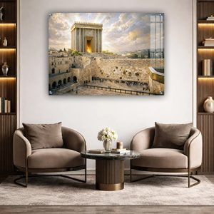 8551 – תמונה של הכותל עם בית המקדש באור יום על קנבס או זכוכית