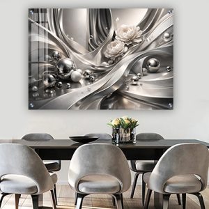 AB-10 תמונת אבסטרקט תלת מימד בגווני אפור מטאלי להדפסה