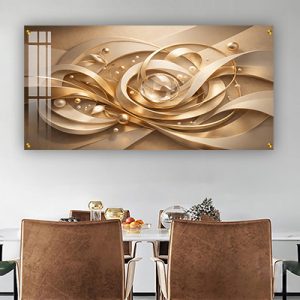 AB-16 תמונת אבסטרקט תלת מימד בגווני זהב עדינים לקיר