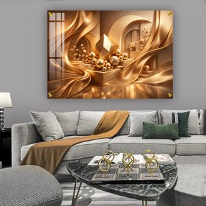 AB-17 תמונת אבסטרקט תלת מימד זהב ברונזה לבית