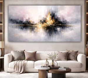 AB-189 תמונת אבסטרקט יוקרתית לסלון על זכוכית או קנבס