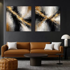 T-68 זוג תמונות  אבסטרקט מרובעות על קנבס או זכוכית