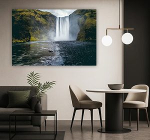 V-53 תמונת נוף עם מפל מרהיב לקיר הבית על קנבס או זכוכית