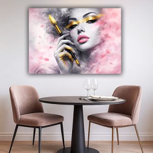 W-5 – ציור של בחורה בורוד להדפסה על קנבס או זכוכית מחוסמת