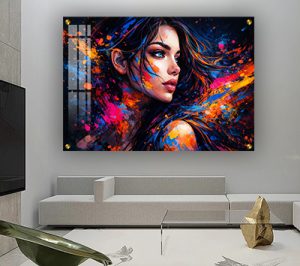 W-10 – ציור של בחורה ברקע גרפיטי צבעוני להדפסה על קנבס או זכוכית
