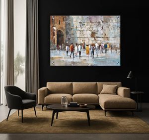 8547 – ציור מודרני של הכותל בסגנון צבעי מים על קנבס או זכוכית