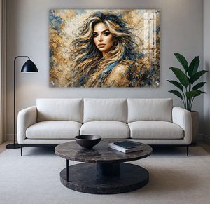 W-30 –  תמונה של בחורה על רקע אמנותי להדפסה על קנבס או זכוכית