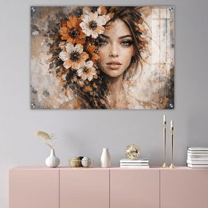 W-40 –  תמונה של אישה פרחונית להדפסה על קנבס או זכוכית מחוסמת