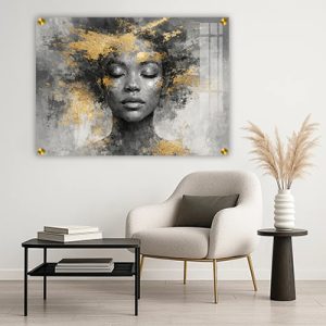 W-45 –  תמונה של אישה שחור לבן עם נגיעות זהב להדפסה