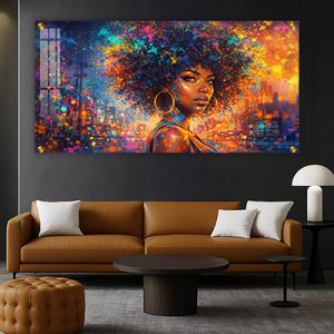 W-51 – ציור פנורמי של בחורה גרפיטי צבעוני להדפסה על קנבס או זכוכית