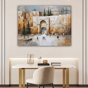 3507 – ציור של חומות ירושלים העתיקה על קנבס, זכוכית או פרספקס