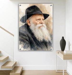 946 – ציור אמנותי של הרבי מלובביץ' על קנבס או זכוכית מחוסמת