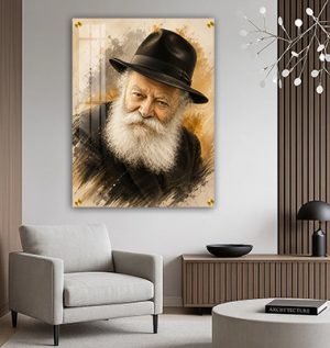 949 – ציור גרפיטי מודרני של הרבי מלובביץ' על קנבס, זכוכית או פרספקס