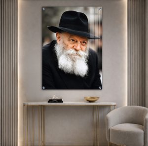 147 – תמונת פנים של הרבי מליובאוויטש על זכוכית, קנבס או פרספקס
