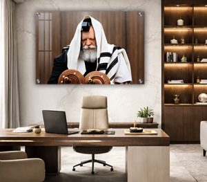 211 – תמונה של הרבי מליובאוויטש מתפלל על זכוכית, קנבס או פרספקס