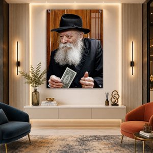 168 – תמונה של הרבי מלובביץ' מחייך ומחזיק שטר של דולר בידו