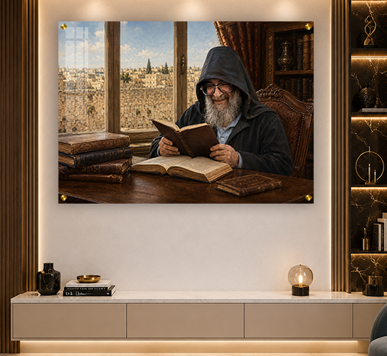ציור של רבי אלעזר אבוחצירא בבא אלעזר מחייך