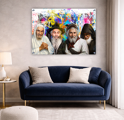 תמונת גרפיטי של רבני משפחת אבוחצירא