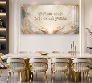 2108 – ברכת "פותח את ידיך" מודרנית ובהירה להדפסה על זכוכית או קנבס